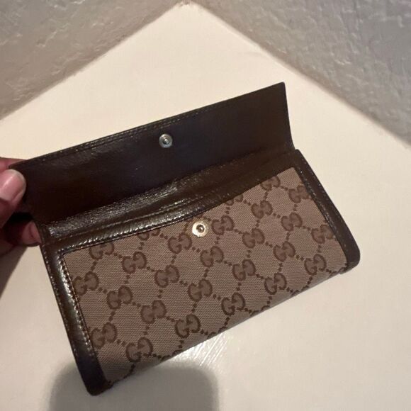 Gucci Foldover Long GG Monogram Logo Canvas Brown PROJECT TLC READ - Picture 4 of 15